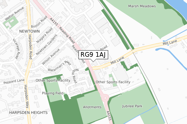 RG9 1AJ map - large scale - OS Open Zoomstack (Ordnance Survey)