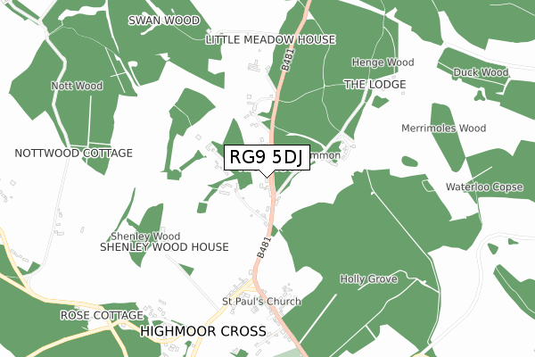 RG9 5DJ map - small scale - OS Open Zoomstack (Ordnance Survey)