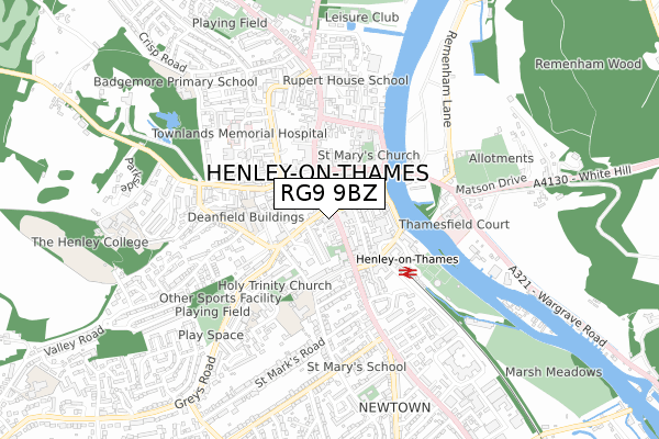 RG9 9BZ map - small scale - OS Open Zoomstack (Ordnance Survey) RG9 9BZ map - small scale - OS Open Zoomstack (Ordnance Survey)