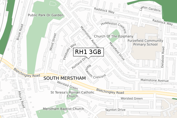 RH1 3GB map - large scale - OS Open Zoomstack (Ordnance Survey)