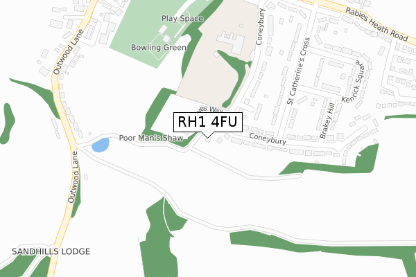 RH1 4FU map - large scale - OS Open Zoomstack (Ordnance Survey)