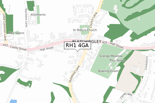 RH1 4GA map - large scale - OS Open Zoomstack (Ordnance Survey)