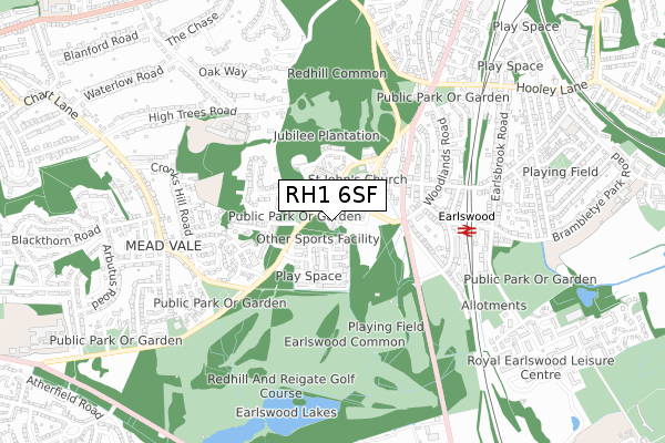 RH1 6SF map - small scale - OS Open Zoomstack (Ordnance Survey)