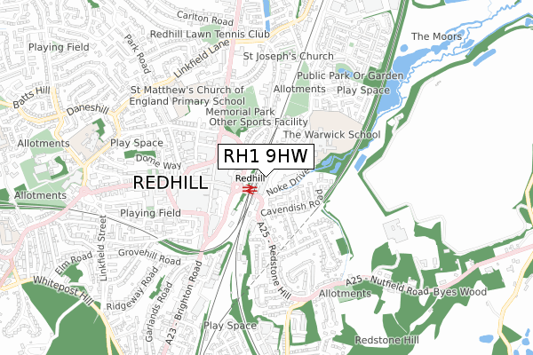 RH1 9HW map - small scale - OS Open Zoomstack (Ordnance Survey) RH1 9HW map - small scale - OS Open Zoomstack (Ordnance Survey)