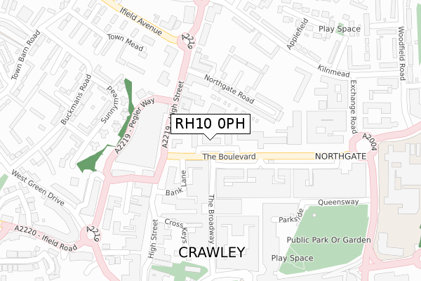 RH10 0PH map - large scale - OS Open Zoomstack (Ordnance Survey)