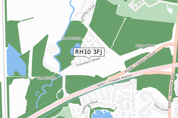 RH10 3FJ map - large scale - OS Open Zoomstack (Ordnance Survey)