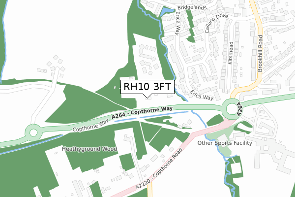 RH10 3FT map - large scale - OS Open Zoomstack (Ordnance Survey)