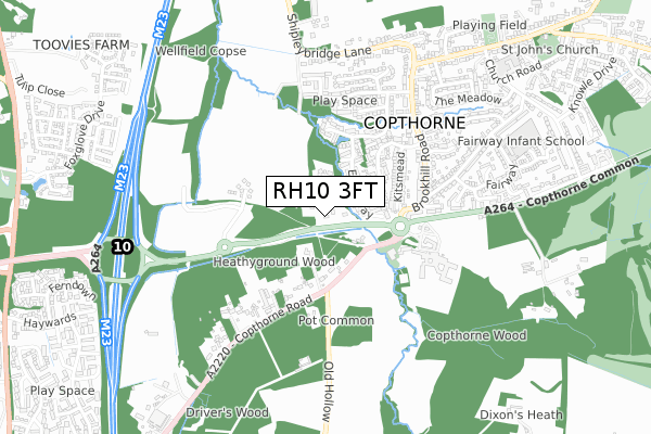 RH10 3FT map - small scale - OS Open Zoomstack (Ordnance Survey)