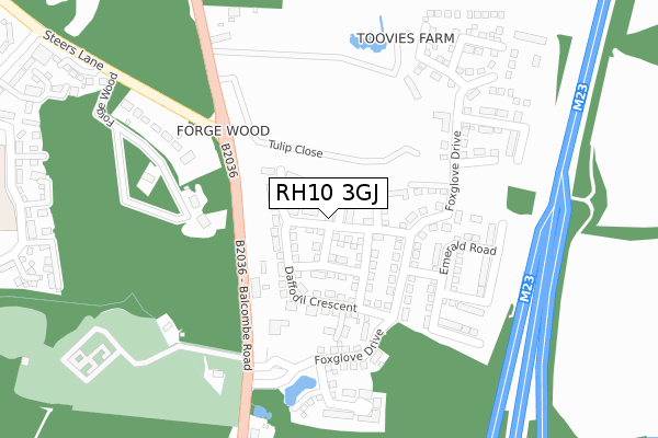 RH10 3GJ map - large scale - OS Open Zoomstack (Ordnance Survey) RH10 3GJ map - large scale - OS Open Zoomstack (Ordnance Survey)