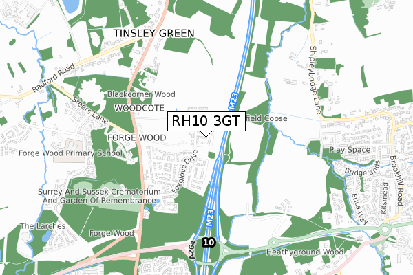 RH10 3GT map - small scale - OS Open Zoomstack (Ordnance Survey) RH10 3GT map - small scale - OS Open Zoomstack (Ordnance Survey)