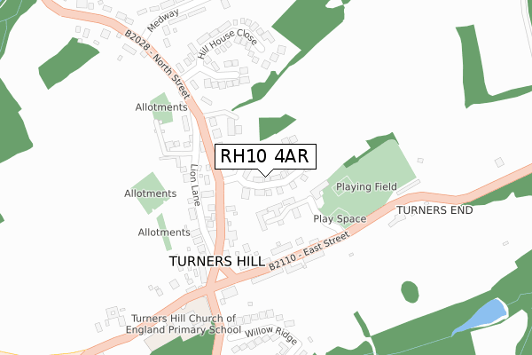 RH10 4AR map - large scale - OS Open Zoomstack (Ordnance Survey)