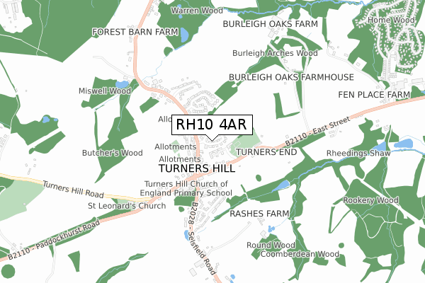 RH10 4AR map - small scale - OS Open Zoomstack (Ordnance Survey)