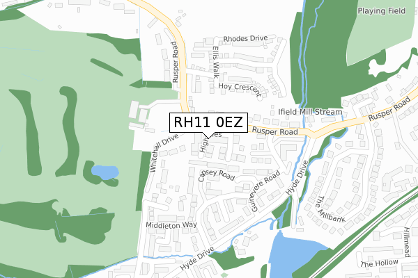 RH11 0EZ map - large scale - OS Open Zoomstack (Ordnance Survey) RH11 0EZ map - large scale - OS Open Zoomstack (Ordnance Survey)