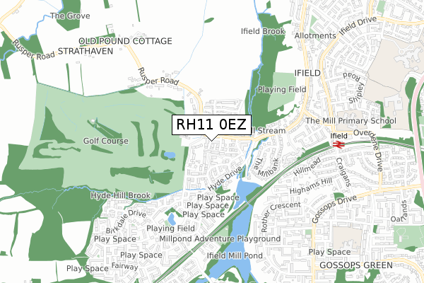 RH11 0EZ map - small scale - OS Open Zoomstack (Ordnance Survey) RH11 0EZ map - small scale - OS Open Zoomstack (Ordnance Survey)