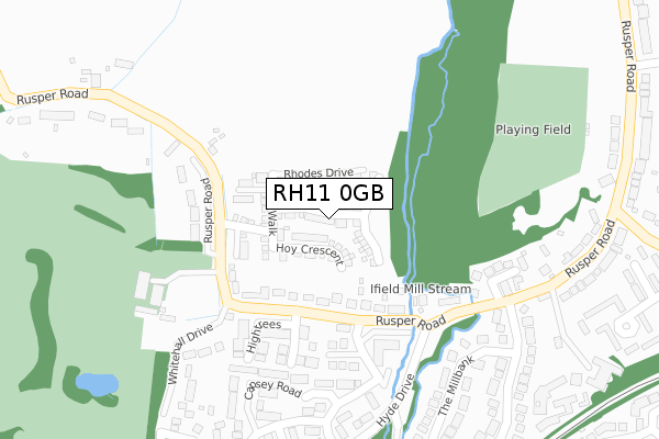RH11 0GB map - large scale - OS Open Zoomstack (Ordnance Survey)