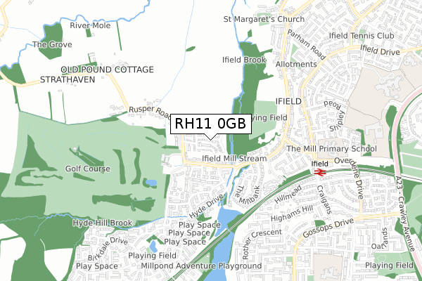 RH11 0GB map - small scale - OS Open Zoomstack (Ordnance Survey)