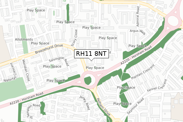 RH11 8NT map - large scale - OS Open Zoomstack (Ordnance Survey)