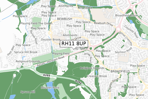 RH11 8UP map - small scale - OS Open Zoomstack (Ordnance Survey) RH11 8UP map - small scale - OS Open Zoomstack (Ordnance Survey)