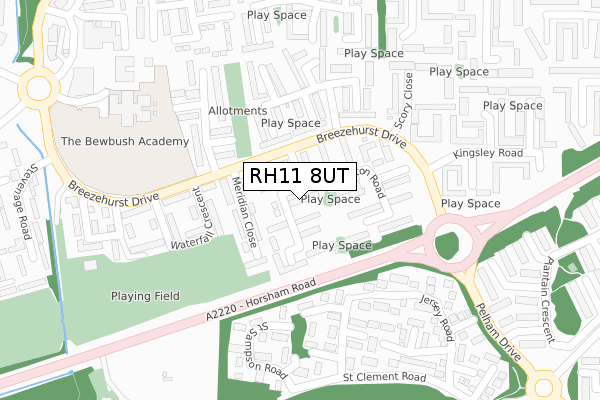 RH11 8UT map - large scale - OS Open Zoomstack (Ordnance Survey)