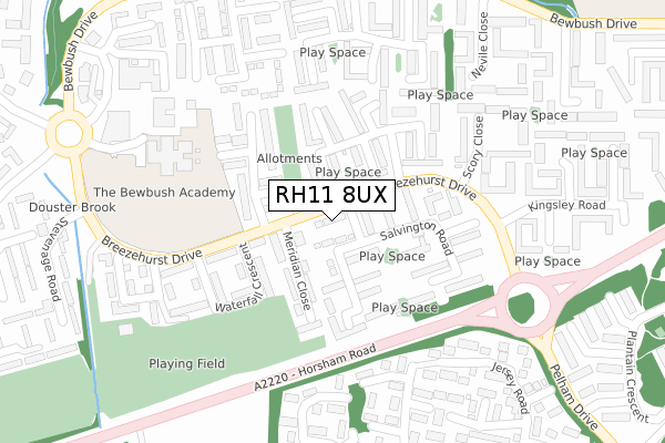 RH11 8UX map - large scale - OS Open Zoomstack (Ordnance Survey)