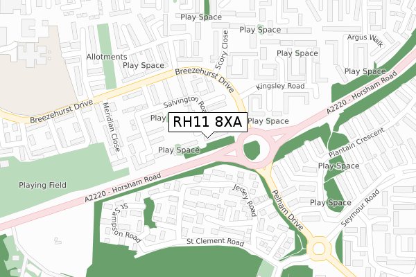 RH11 8XA map - large scale - OS Open Zoomstack (Ordnance Survey) RH11 8XA map - large scale - OS Open Zoomstack (Ordnance Survey)