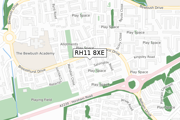 RH11 8XE map - large scale - OS Open Zoomstack (Ordnance Survey)