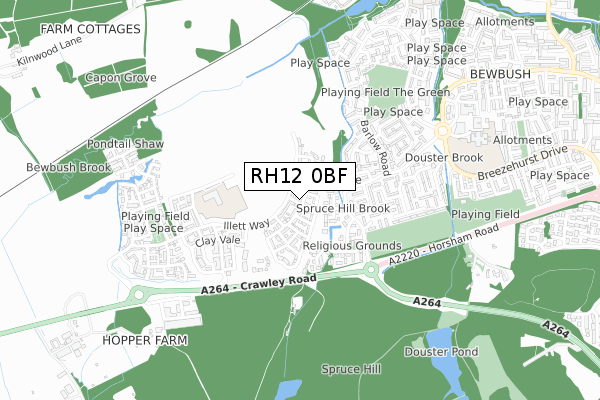 RH12 0BF map - small scale - OS Open Zoomstack (Ordnance Survey)