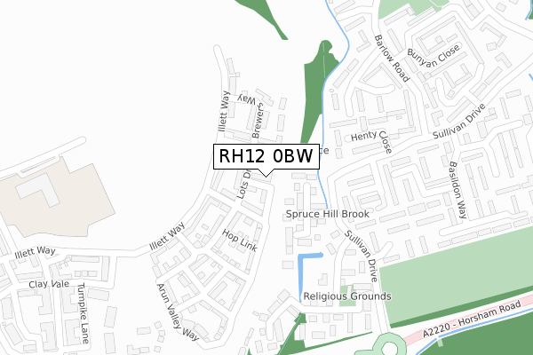 RH12 0BW map - large scale - OS Open Zoomstack (Ordnance Survey)