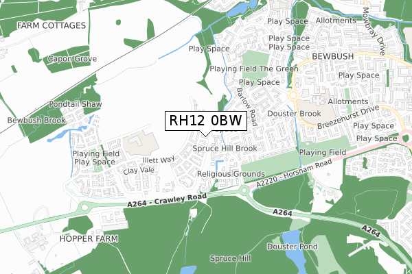 RH12 0BW map - small scale - OS Open Zoomstack (Ordnance Survey)