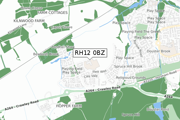 RH12 0BZ map - small scale - OS Open Zoomstack (Ordnance Survey)
