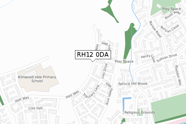 RH12 0DA map - large scale - OS Open Zoomstack (Ordnance Survey)