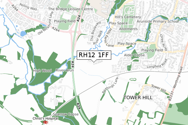 RH12 1FF map - small scale - OS Open Zoomstack (Ordnance Survey)