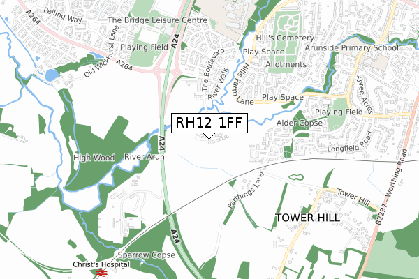 RH12 1FF map - small scale - OS Open Zoomstack (Ordnance Survey) RH12 1FF map - small scale - OS Open Zoomstack (Ordnance Survey)