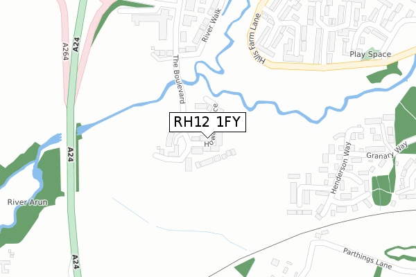 RH12 1FY map - large scale - OS Open Zoomstack (Ordnance Survey)