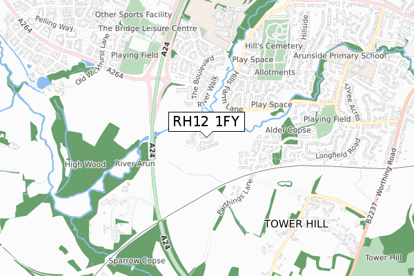 RH12 1FY map - small scale - OS Open Zoomstack (Ordnance Survey)