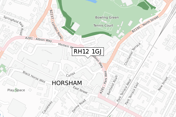 RH12 1GJ map - large scale - OS Open Zoomstack (Ordnance Survey)