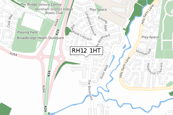RH12 1HT map - large scale - OS Open Zoomstack (Ordnance Survey)