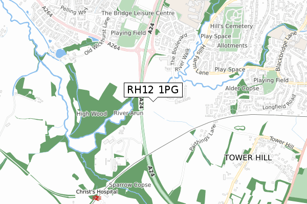 RH12 1PG map - small scale - OS Open Zoomstack (Ordnance Survey) RH12 1PG map - small scale - OS Open Zoomstack (Ordnance Survey)
