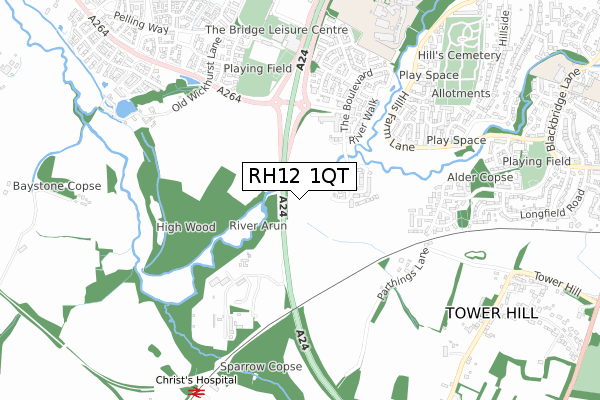 RH12 1QT map - small scale - OS Open Zoomstack (Ordnance Survey) RH12 1QT map - small scale - OS Open Zoomstack (Ordnance Survey)