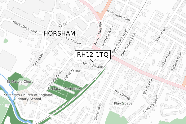 RH12 1TQ map - large scale - OS Open Zoomstack (Ordnance Survey)
