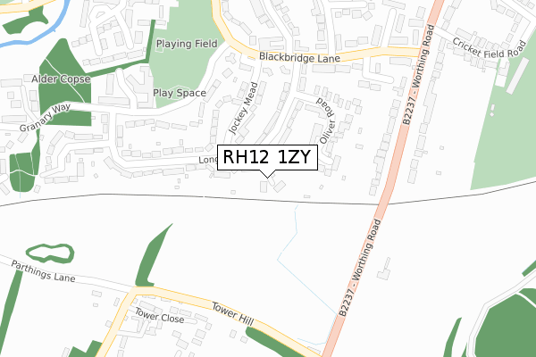RH12 1ZY map - large scale - OS Open Zoomstack (Ordnance Survey) RH12 1ZY map - large scale - OS Open Zoomstack (Ordnance Survey)