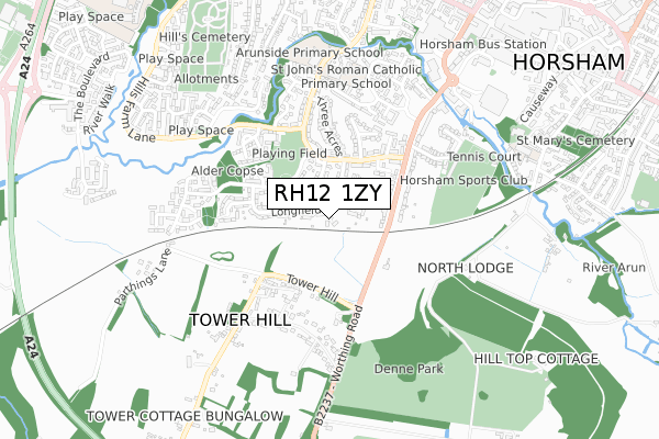 RH12 1ZY map - small scale - OS Open Zoomstack (Ordnance Survey) RH12 1ZY map - small scale - OS Open Zoomstack (Ordnance Survey)