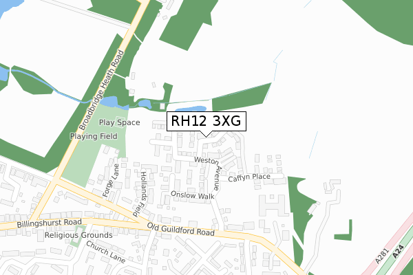 RH12 3XG map - large scale - OS Open Zoomstack (Ordnance Survey)