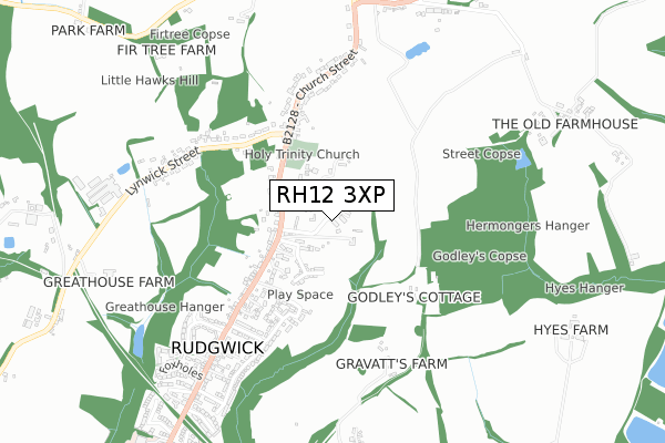 RH12 3XP map - small scale - OS Open Zoomstack (Ordnance Survey)