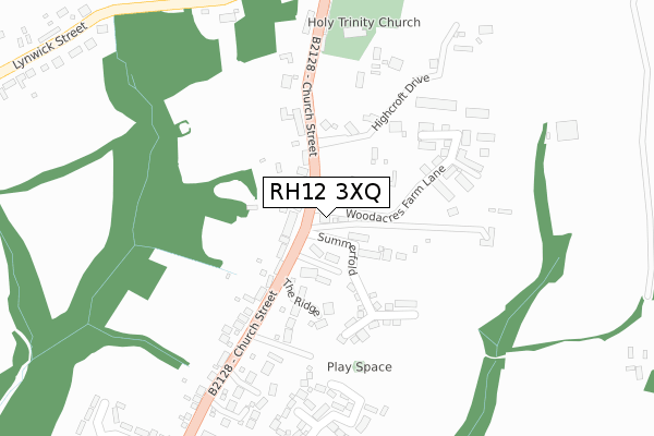 RH12 3XQ map - large scale - OS Open Zoomstack (Ordnance Survey)