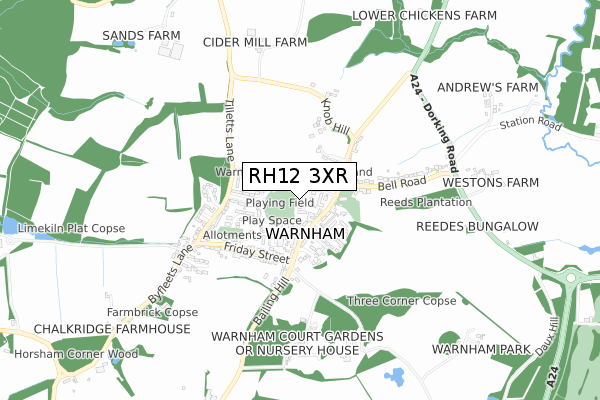 RH12 3XR map - small scale - OS Open Zoomstack (Ordnance Survey)