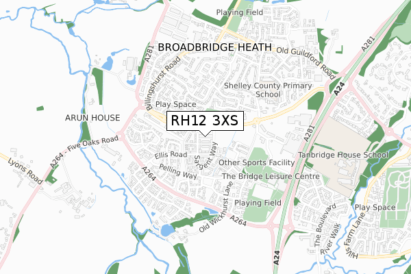 RH12 3XS map - small scale - OS Open Zoomstack (Ordnance Survey)