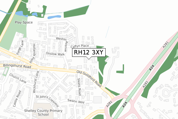 RH12 3XY map - large scale - OS Open Zoomstack (Ordnance Survey)