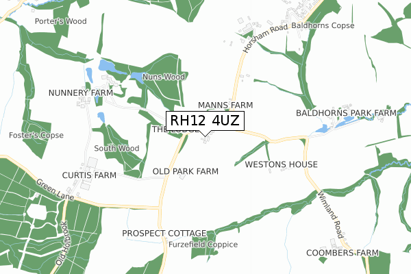 RH12 4UZ map - small scale - OS Open Zoomstack (Ordnance Survey)