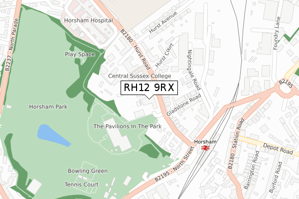 RH12 9RX map - large scale - OS Open Zoomstack (Ordnance Survey)